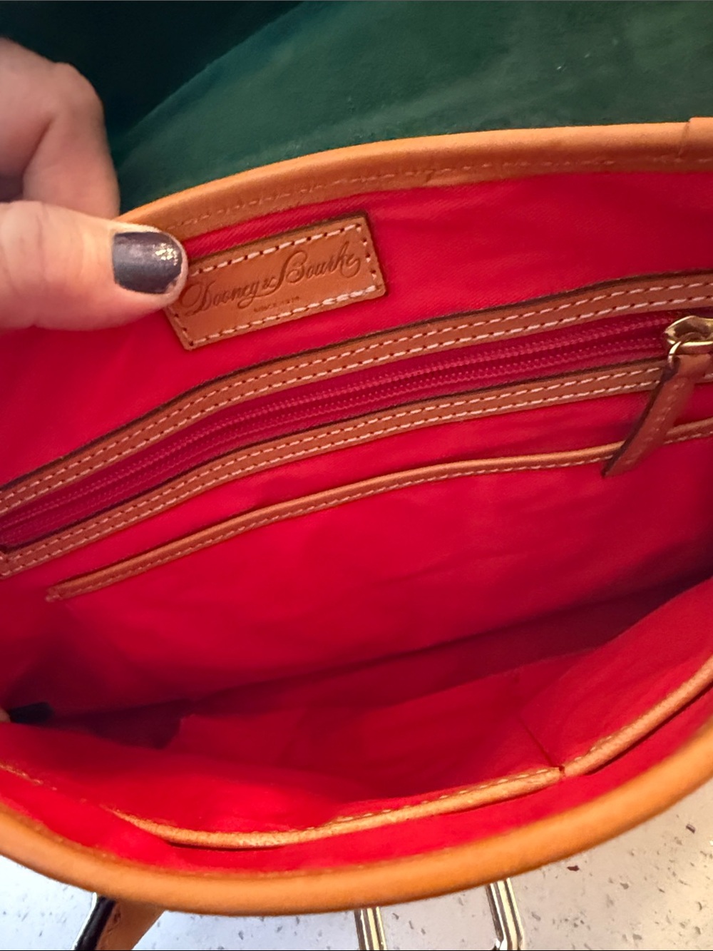 Dooney & Bourke Pink and Tan Leather Satchel - Picture 5 of 12
